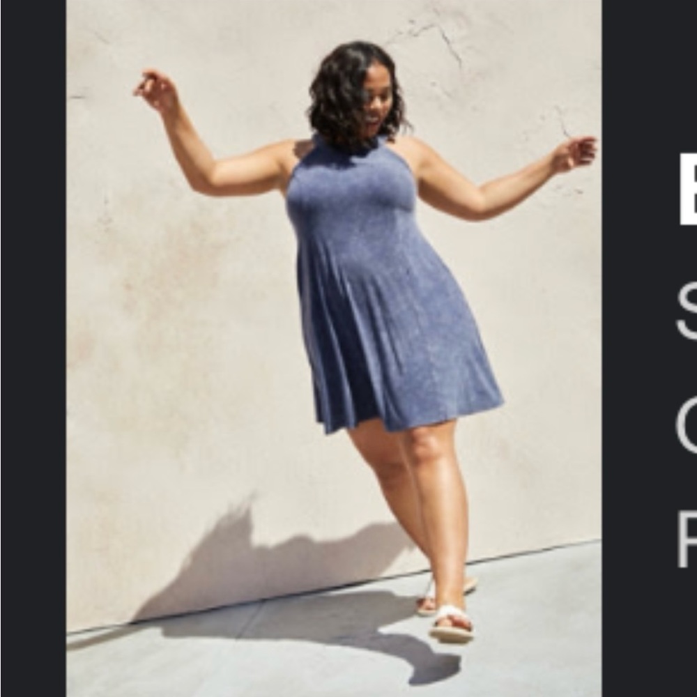 Torrid Blue Wash ribbed trapeze mini dress. Size 2 (18-20). Brand new with tags.